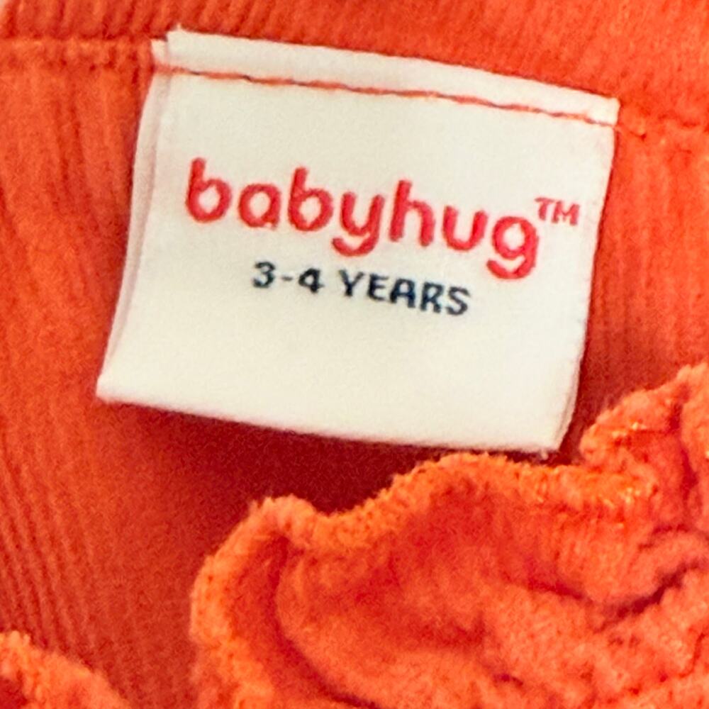 Corduroy Embroidered Overall Dress Toddler Girls 3-4 Y Orange Cotton Pinafore - Picture 4 of 10
